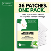 One retail pack contains 36 hydrocolloid acne patches