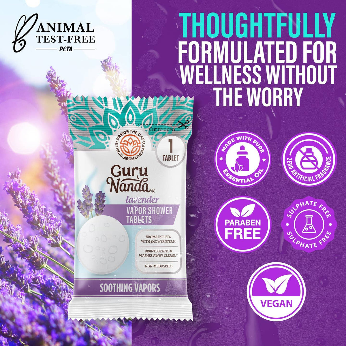 GuruNanda LLC – wholesale Shower Steamer/Bomb – Lavender Vapor Shower Tablets - 5 Count5