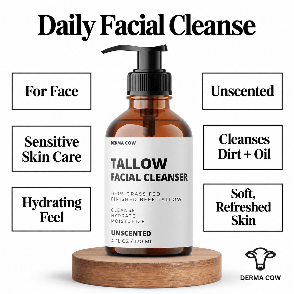Derma Cow tallow facial cleanser daily use