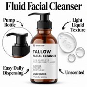 Derma Cow tallow facial cleanser fluid texture