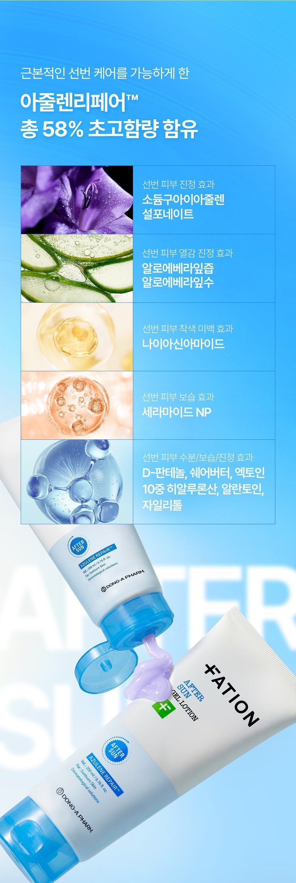FATION After Sun Gel Lotion - ingredients complex (official Korean source)
