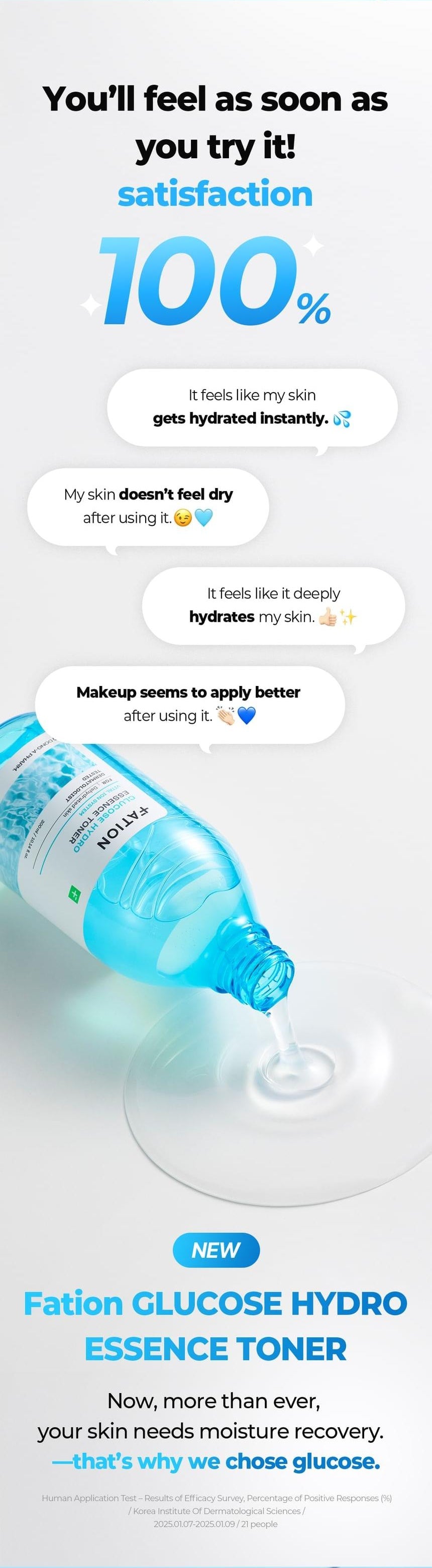 FATION Glucose Hydro Essence Toner satisfaction study