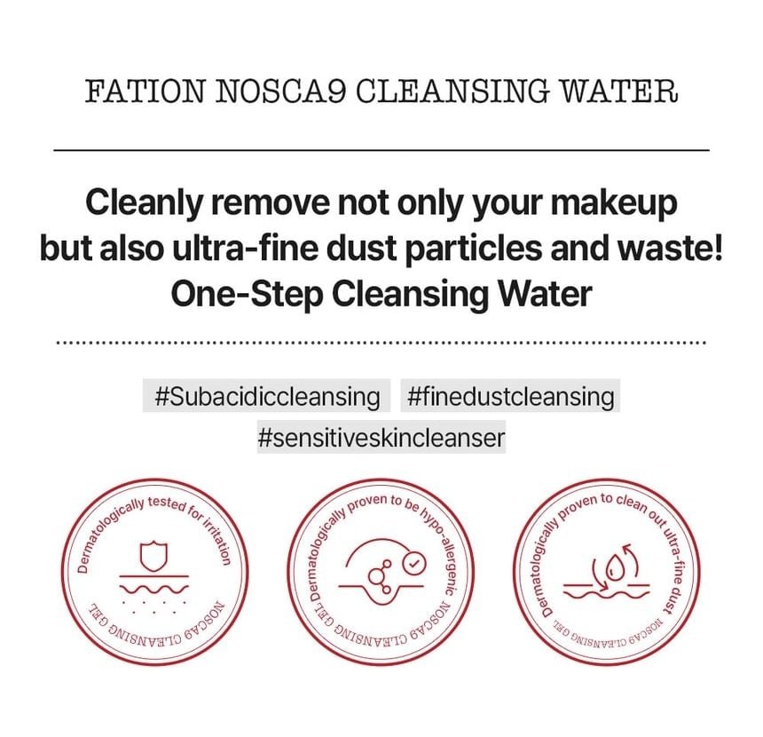 FATION Nosca9 Cleansing Water 500mL — overview; source product information