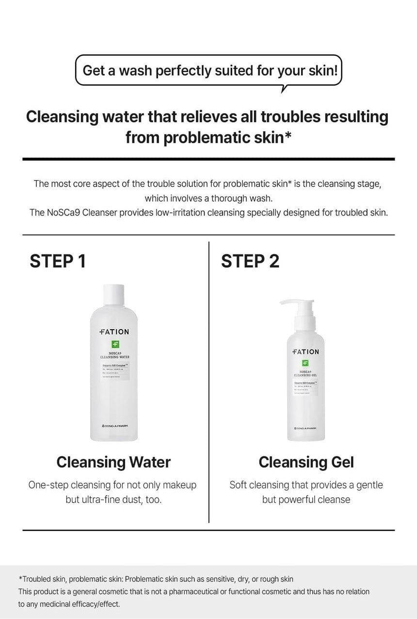 FATION Nosca9 Cleansing Water 500mL — routine; source product information