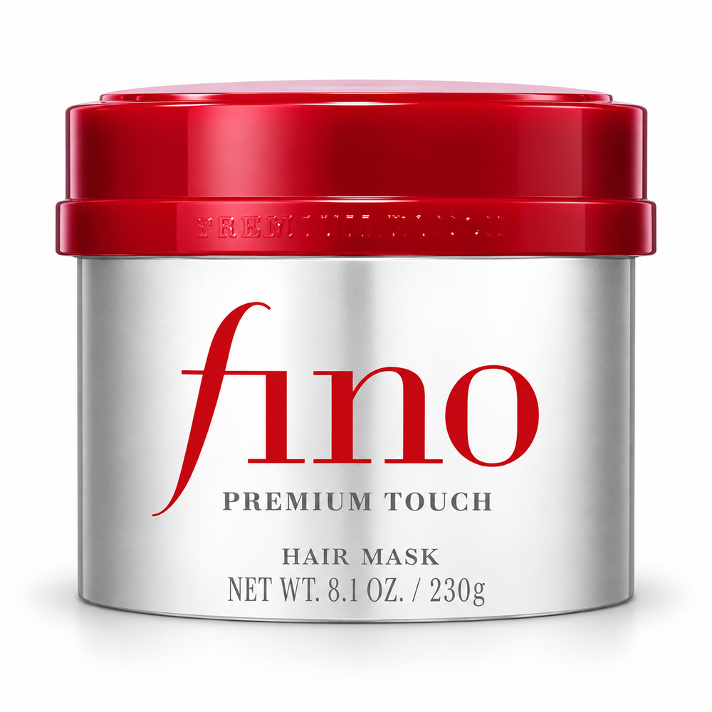 FINO Premium Touch Hair Mask 230 g silver jar with red lid on a white background