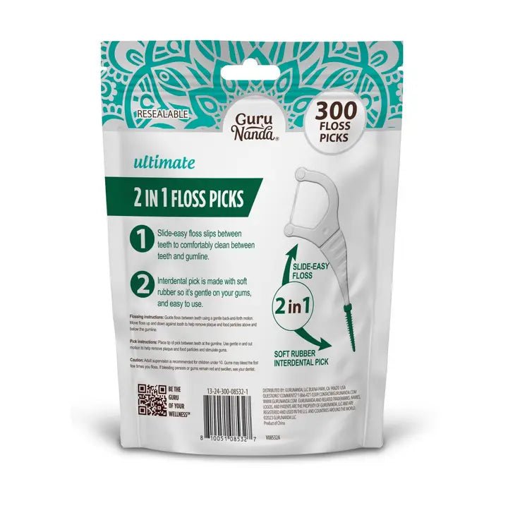 GuruNanda 2-in-1 Dental Floss Picks original supplier image 9, 300 Count