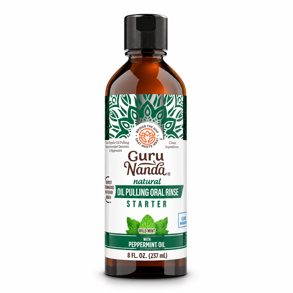 GuruNanda Coconut and Peppermint Oil Pulling 8 fl oz bottle