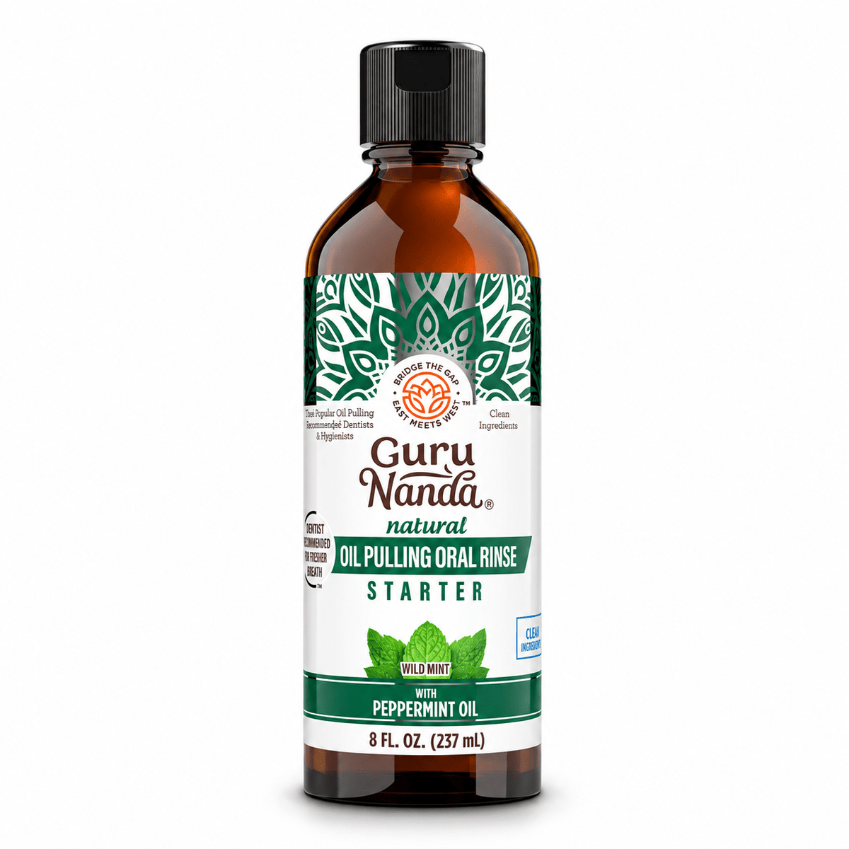 GuruNanda Coconut and Peppermint Oil Pulling 8 fl oz bottle