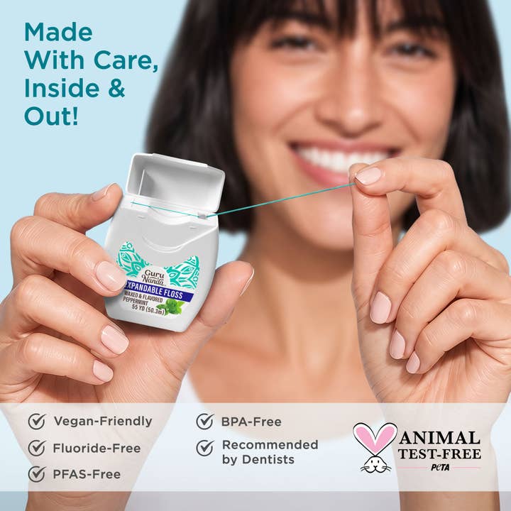 GuruNanda Peppermint Flavored Expandable Dental Floss 55 Yards supplier view 8