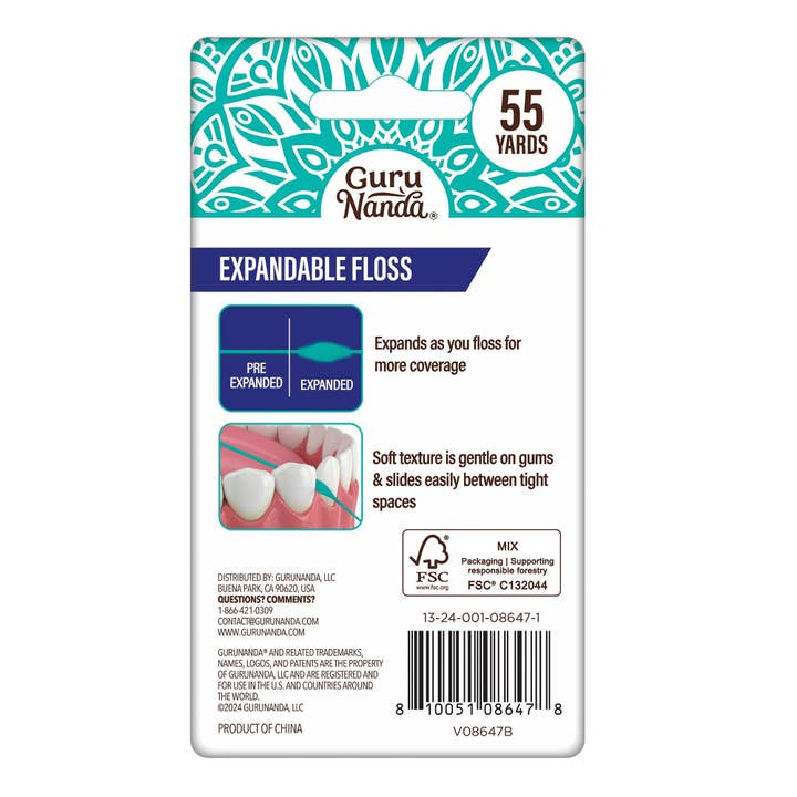 GuruNanda Peppermint Flavored Expandable Dental Floss 55 Yards supplier view 9