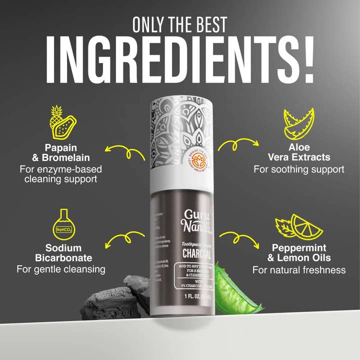 GuruNanda LLC – wholesale Toothpaste – Charcoal Toothpaste Booster with 5% Charcoal Powder – 1 fl oz3