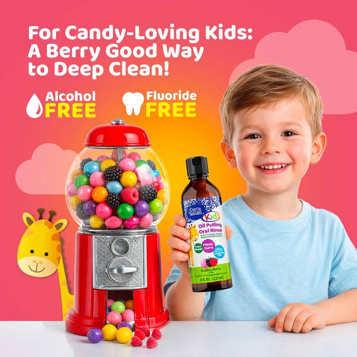 GuruNanda LLC – wholesale Mouthwash – Kids Oil Pulling with Bubble Berry & CoQ10 – 8 fl oz4