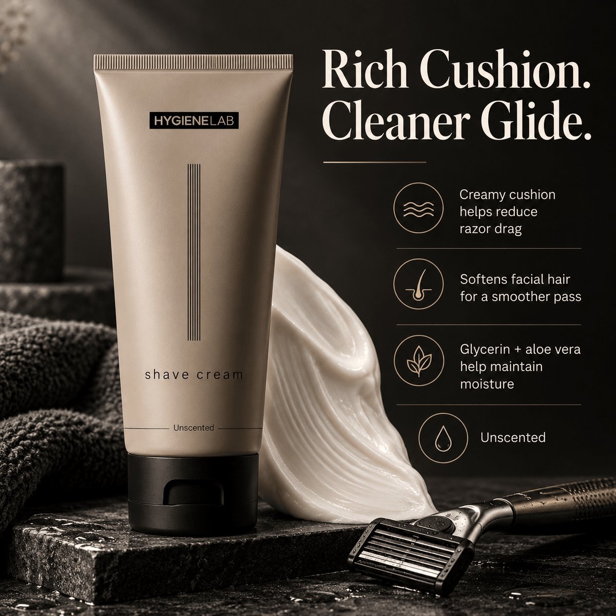 HygieneLab Shave Cream texture and razor glide