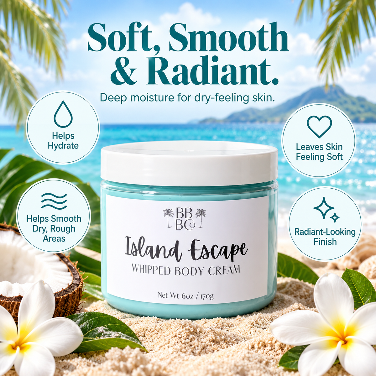 Island Escape hydrating soft smooth radiant body cream benefits