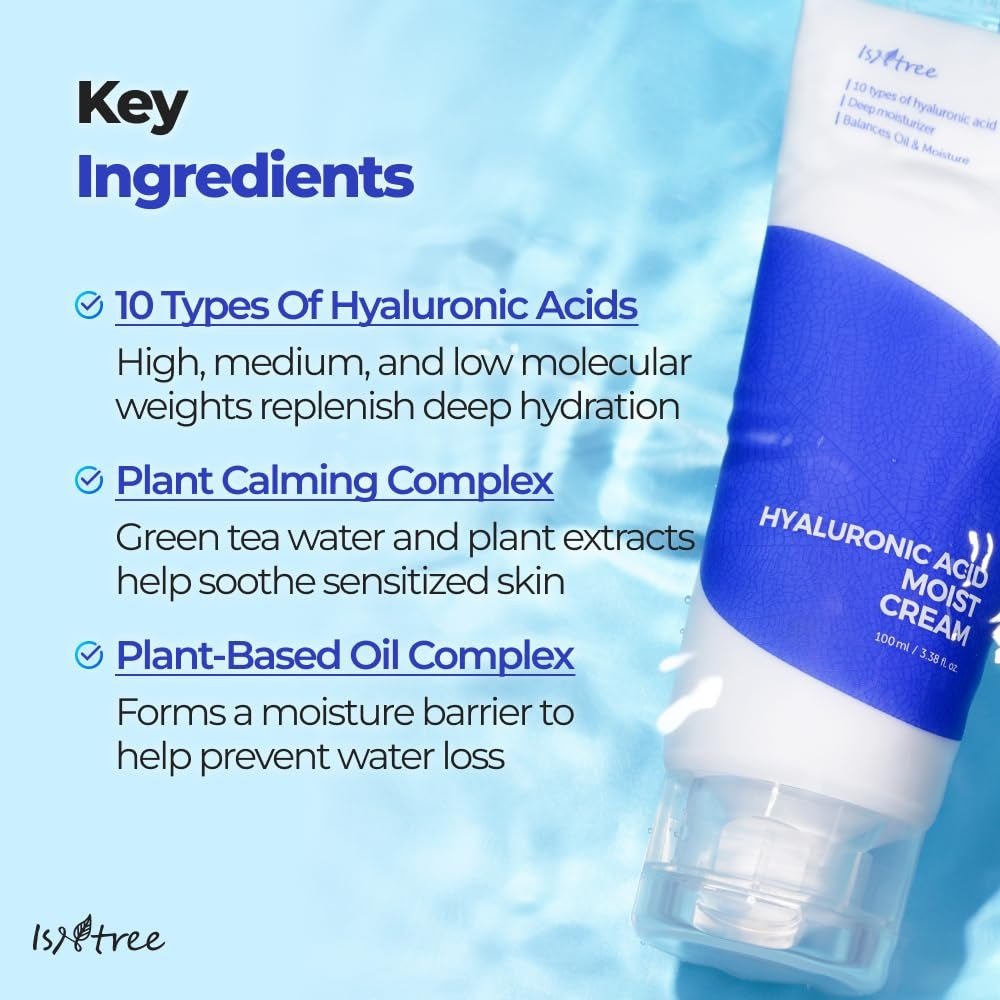 Isntree Hyaluronic Acid Moist Cream 100mL: key ingredients