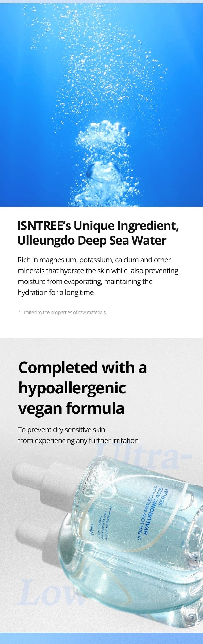 Isntree Ultra-Low Molecular Hyaluronic Acid Serum 50mL: sea water and vegan formula