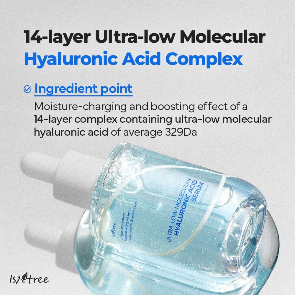 Isntree Ultra-Low Molecular Hyaluronic Acid Serum 50mL: ultra low molecular hyaluronic acid