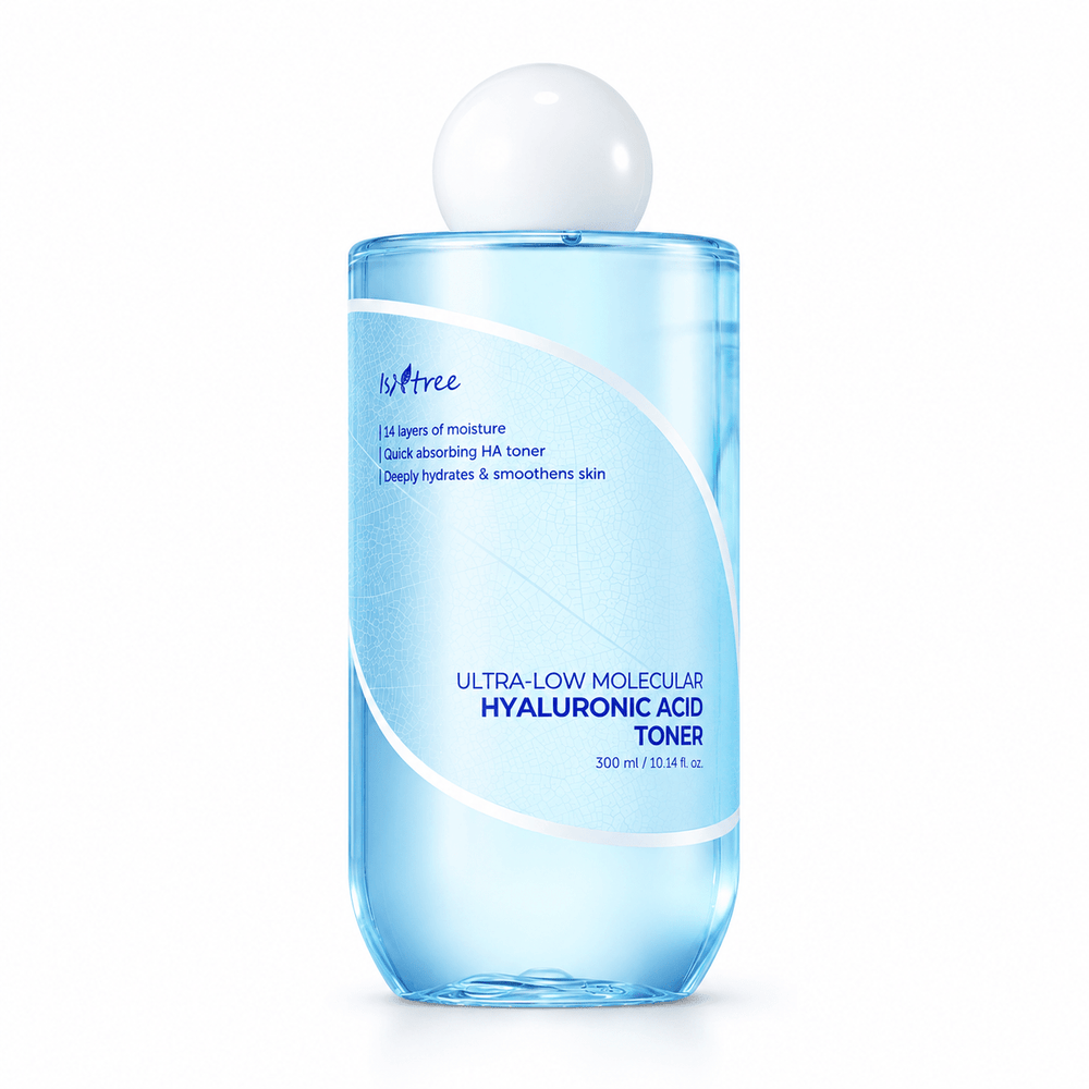 Isntree Ultra-Low Molecular Hyaluronic Acid Toner 300mL on a white background