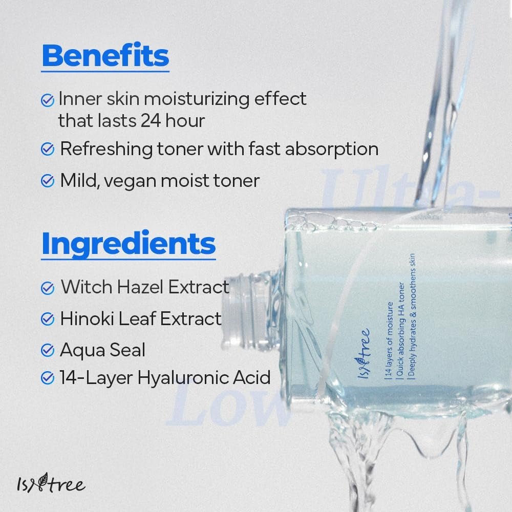 Isntree Ultra-Low Molecular Hyaluronic Acid Toner 300mL: hydration benefits and ingredients