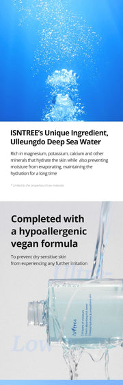 Isntree Ultra-Low Molecular Hyaluronic Acid Toner 300mL: sea water and vegan formula