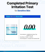 Isntree Ultra-Low Molecular Hyaluronic Acid Zinc Aqua Cream 80mL: sensitive skin irritation test