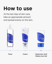 Isntree Hyaluronic Acid Watery Sun Gel SPF50+ PA++++ 50mL - application instructions