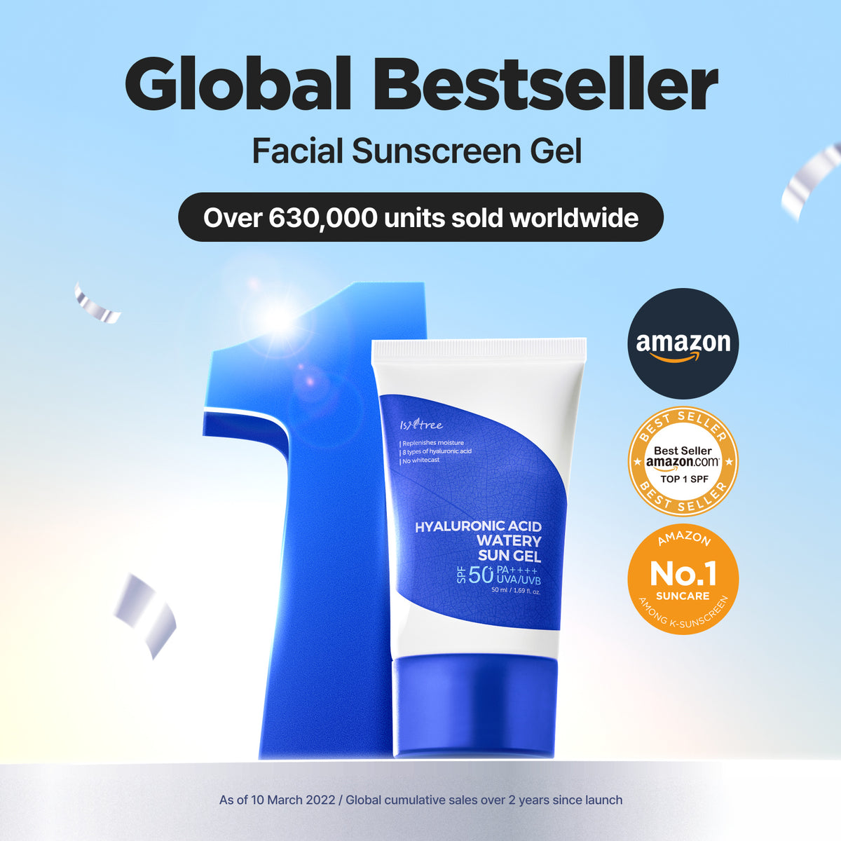 Isntree Hyaluronic Acid Watery Sun Gel SPF50+ PA++++ 50mL - dated manufacturer sales and ranking history