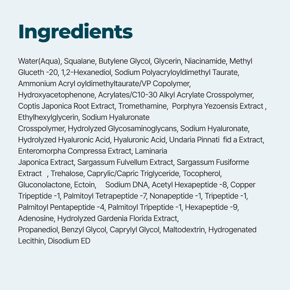 Isntree GIM PDRN Hydro Firming Cream 50mL full ingredients information