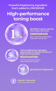 Isntree Onion Newpair Ampoule Plus: ONIONPAIR, niacinamide and glutathione ingredient specifications