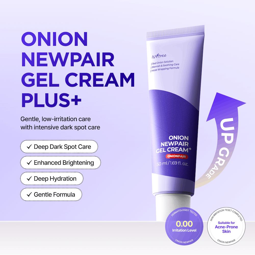 Isntree Onion Newpair Gel Cream Plus 50mL: Plus formula benefits and acne-prone skin suitability