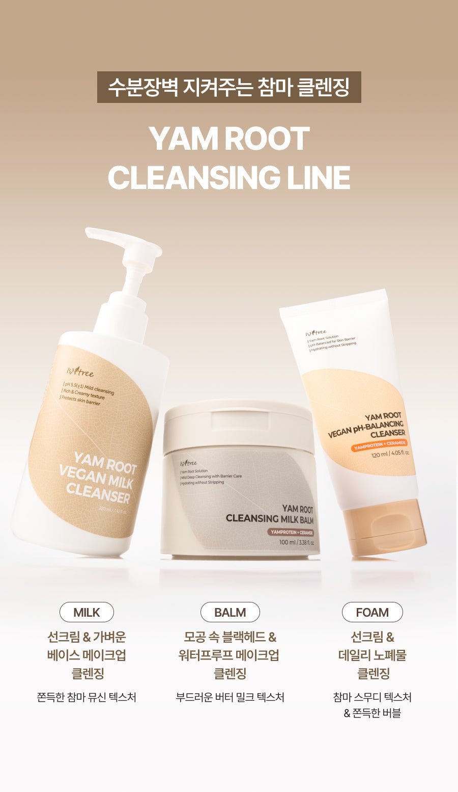 Isntree Yam Root Cleansing Milk Balm 100mL – Yam cleansing product comparison (Korean brand information)