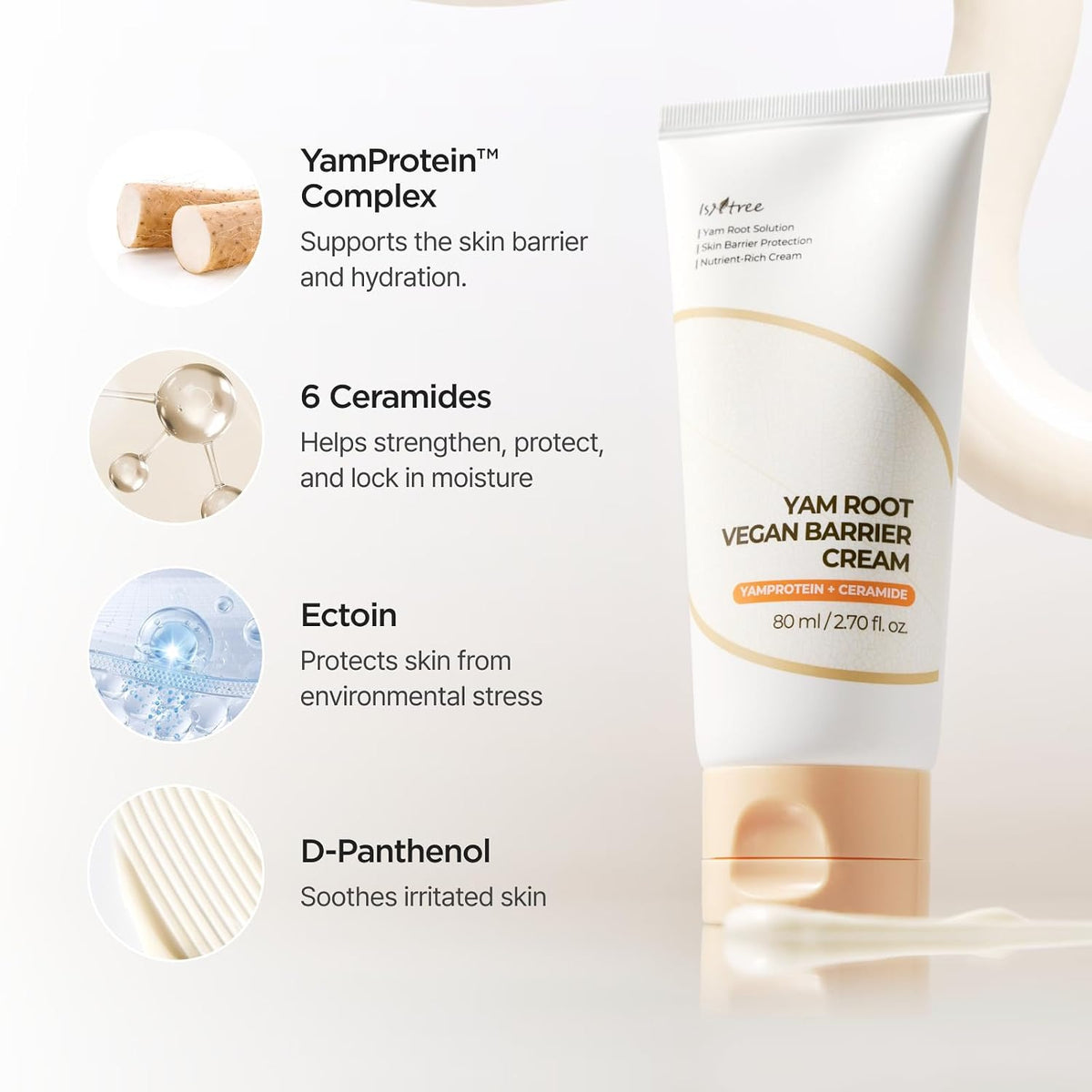 Isntree Yam Root Vegan Barrier Cream 80mL – YamProtein ceramides ectoin and panthenol