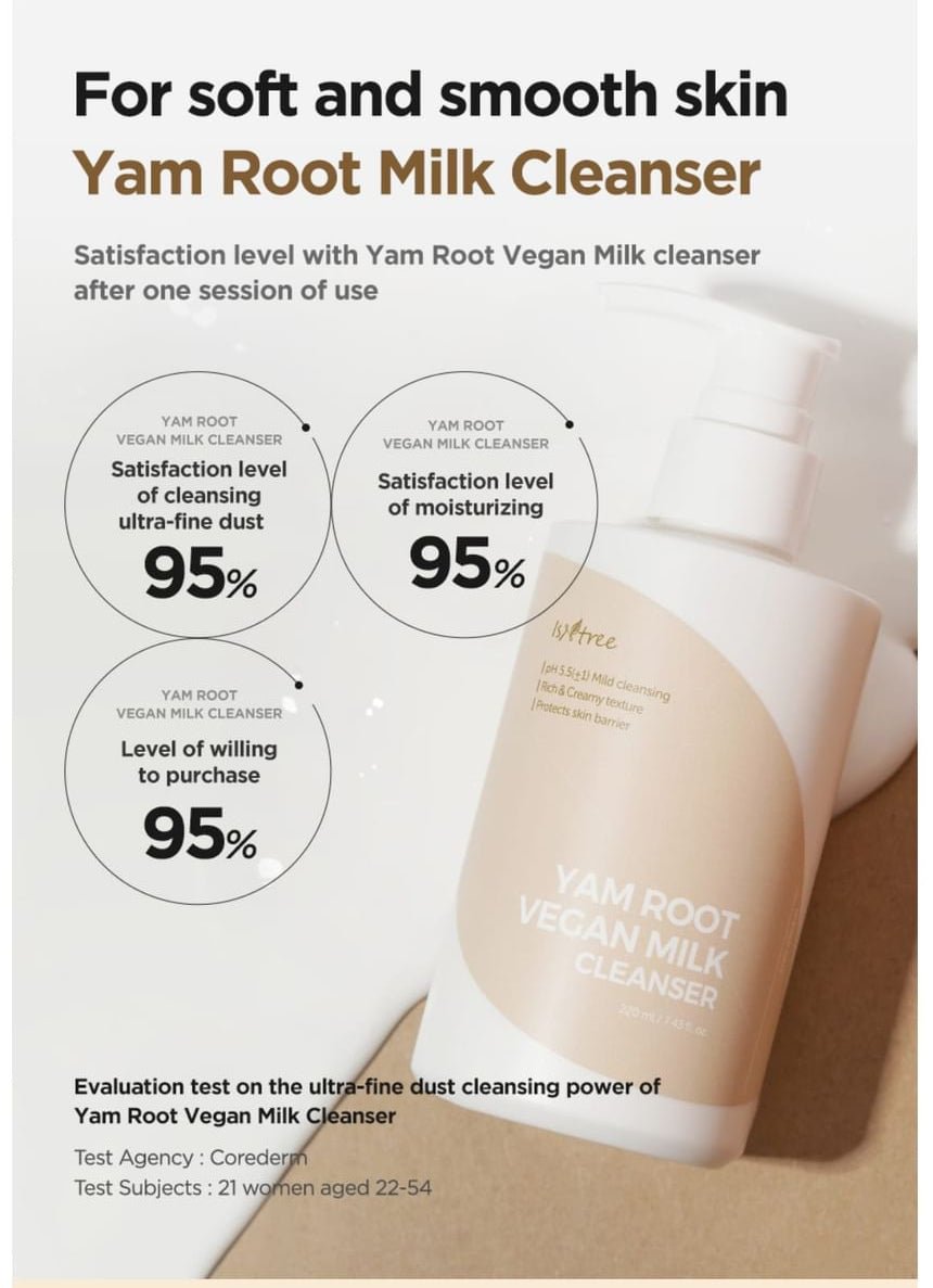 Isntree Yam Root Vegan Milk Cleanser 220mL – Consumer satisfaction survey