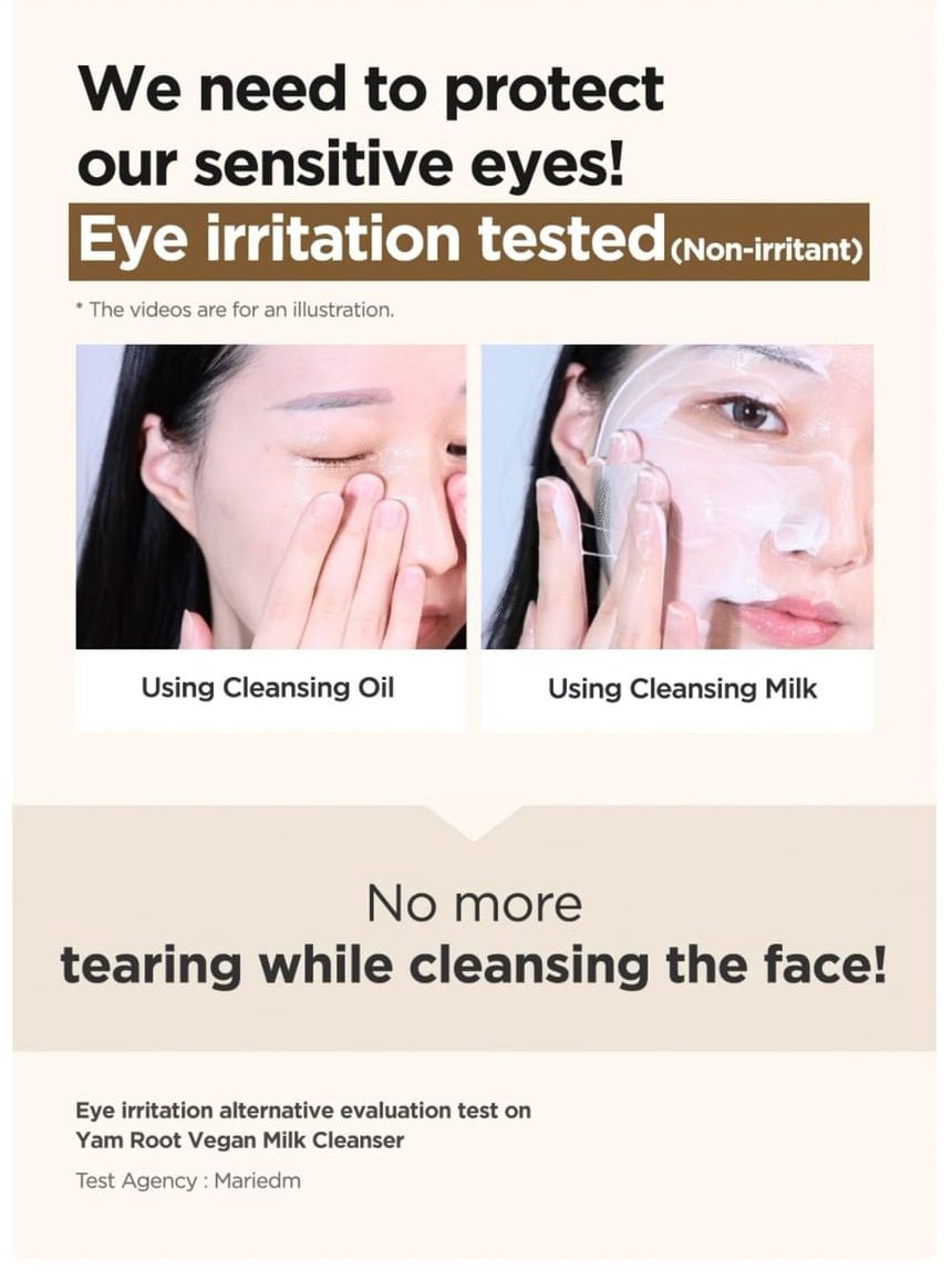 Isntree Yam Root Vegan Milk Cleanser 220mL – Alternative eye irritation study