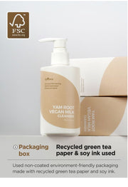 Isntree Yam Root Vegan Milk Cleanser 220mL – Recycled paper and soy ink packaging