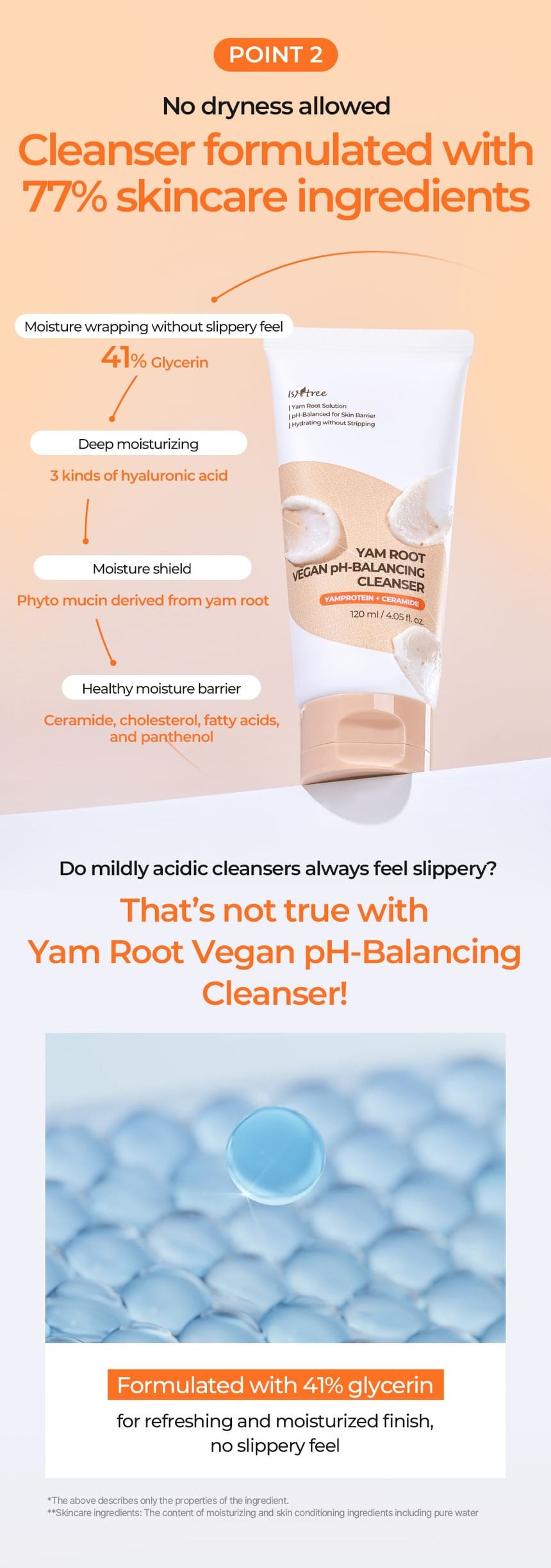 Isntree Yam Root Vegan pH-Balancing Cleanser 120mL – Glycerin and skincare ingredients