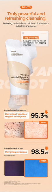 Isntree Yam Root Vegan pH-Balancing Cleanser 120mL – Pore impurities and sunscreen cleansing study