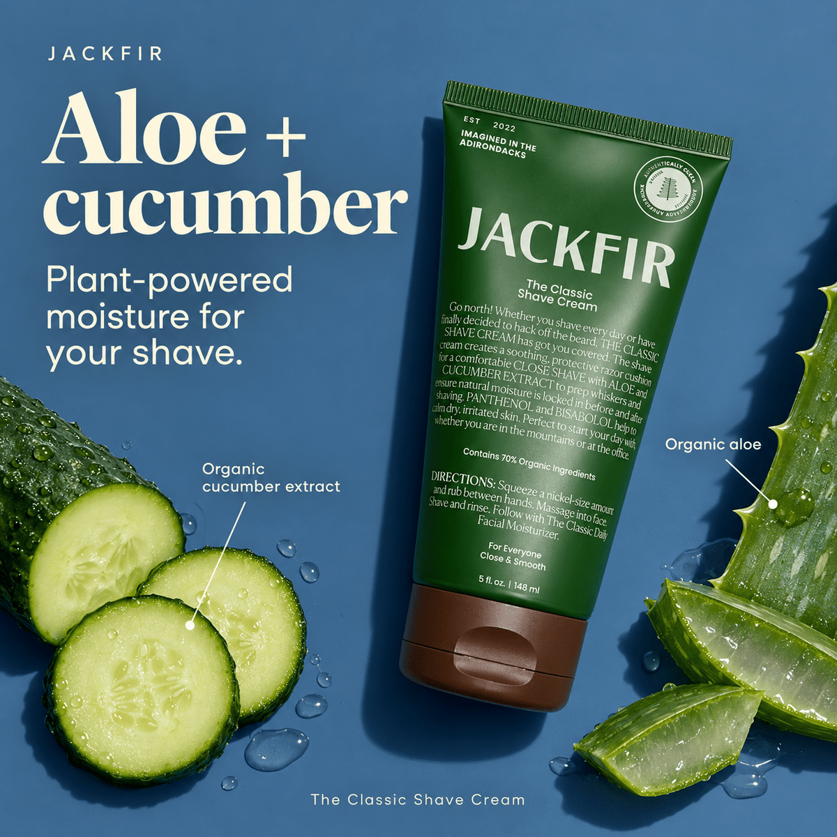 JACKFIR Classic Shave Cream with organic aloe and cucumber extract for moisture