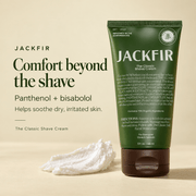 JACKFIR Classic Shave Cream with panthenol and bisabolol to help soothe dry irritated skin
