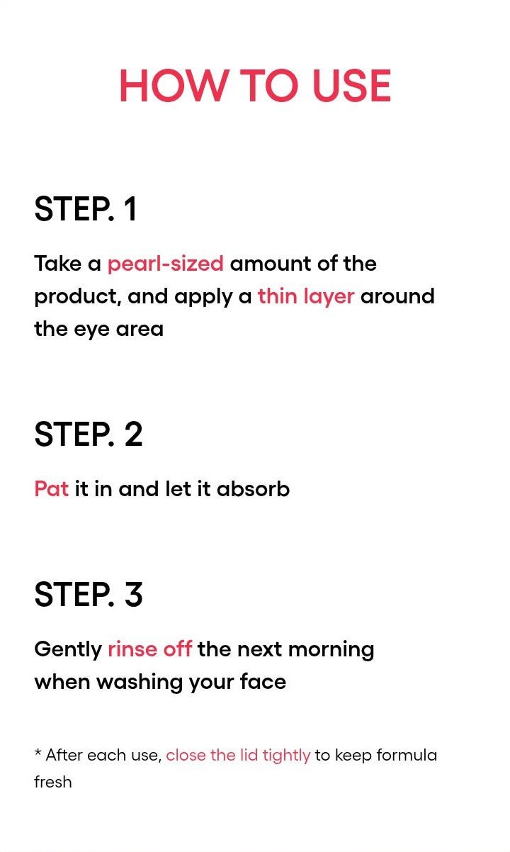 LANEIGE Bouncy & Firm Eye Sleeping Mask: how to use manufacturer information