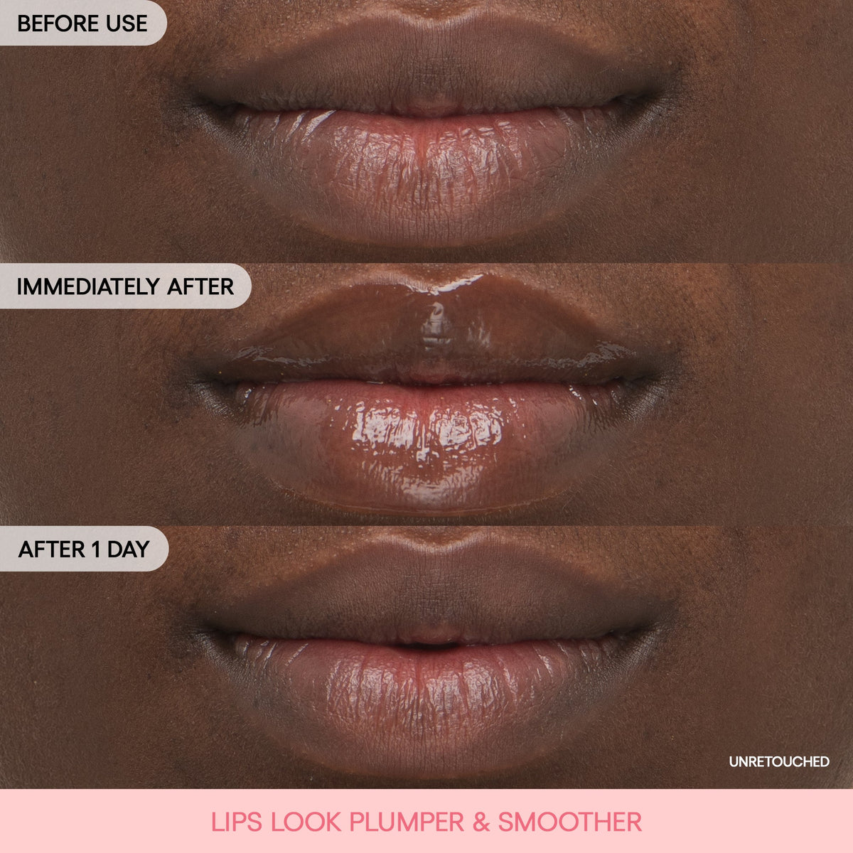 LANEIGE Bouncy & Firm Lip Treatment before and after on lips