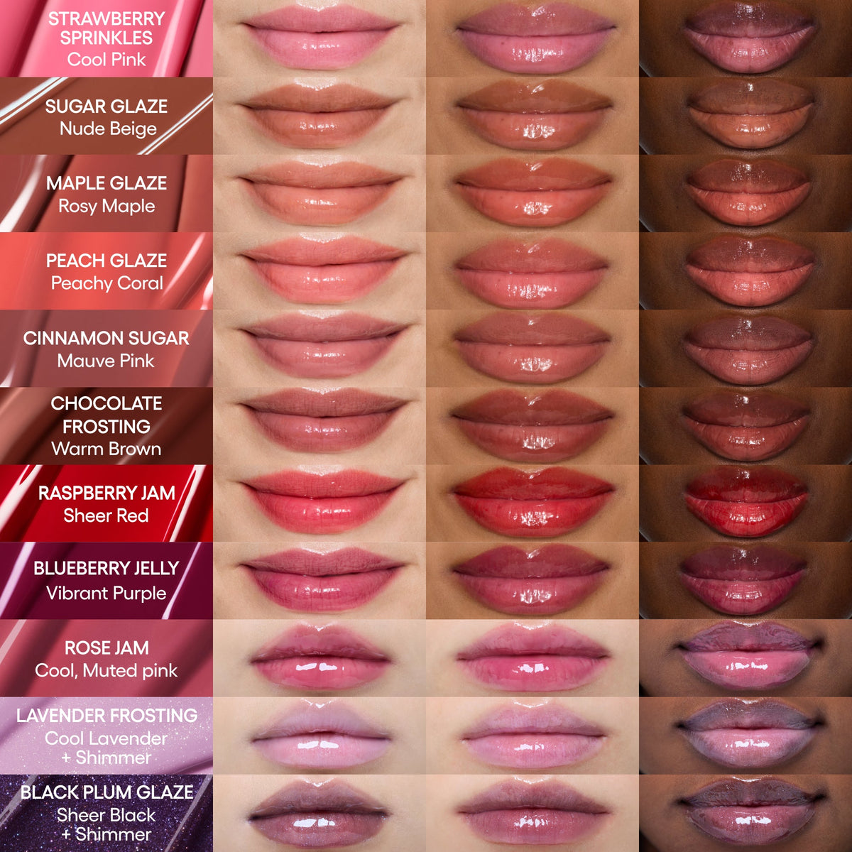 LANEIGE Glaze Craze Tinted Lip Serum shade swatches on lips