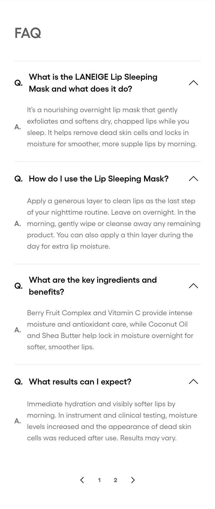 LANEIGE Lip Sleeping Mask EX original questions and answers