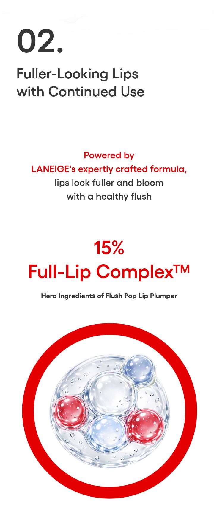 LANEIGE Flush Pop Lip Plumper 15% Full-Lip Complex and ingredient roles