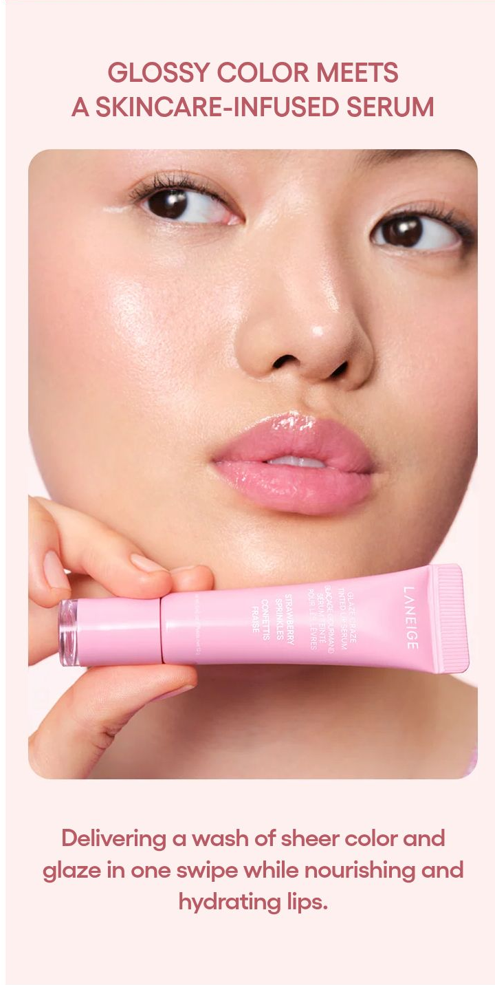 LANEIGE Glaze Craze Tinted Lip Serum sheer glossy color and skincare serum overview