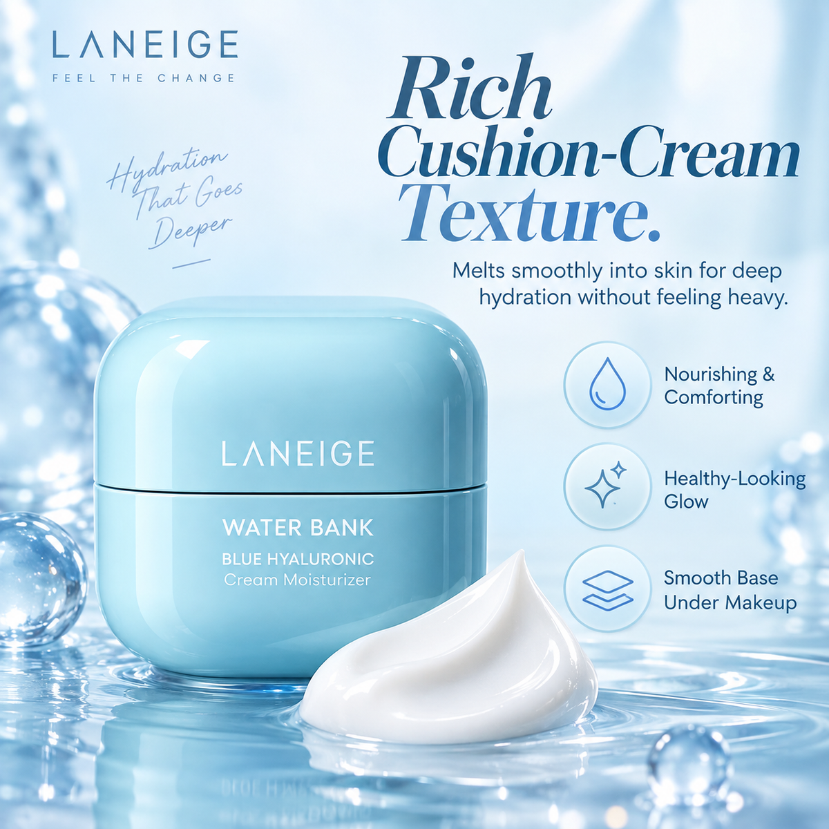 LANEIGE Water Bank rich cushiony cream texture