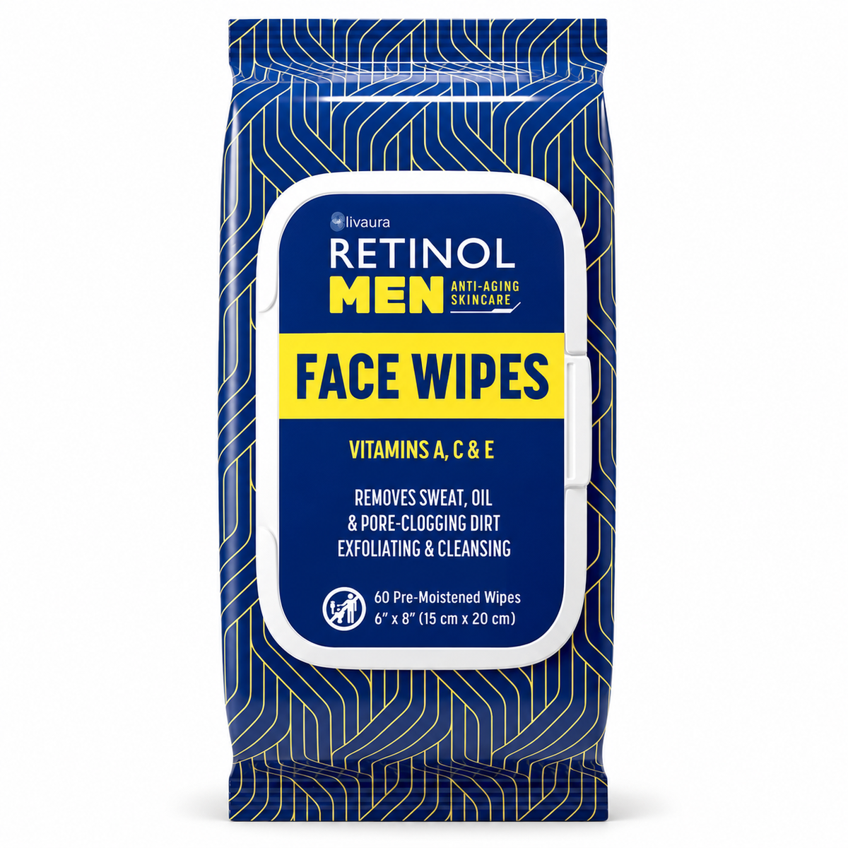 Livaura Retinol Men Face Wipes, 60 Count