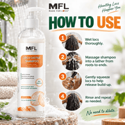 Made For Locs Castile Shampoo how to use infographic