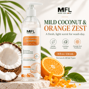 Made For Locs Castile Shampoo mild coconut orange zest 8 oz infographic