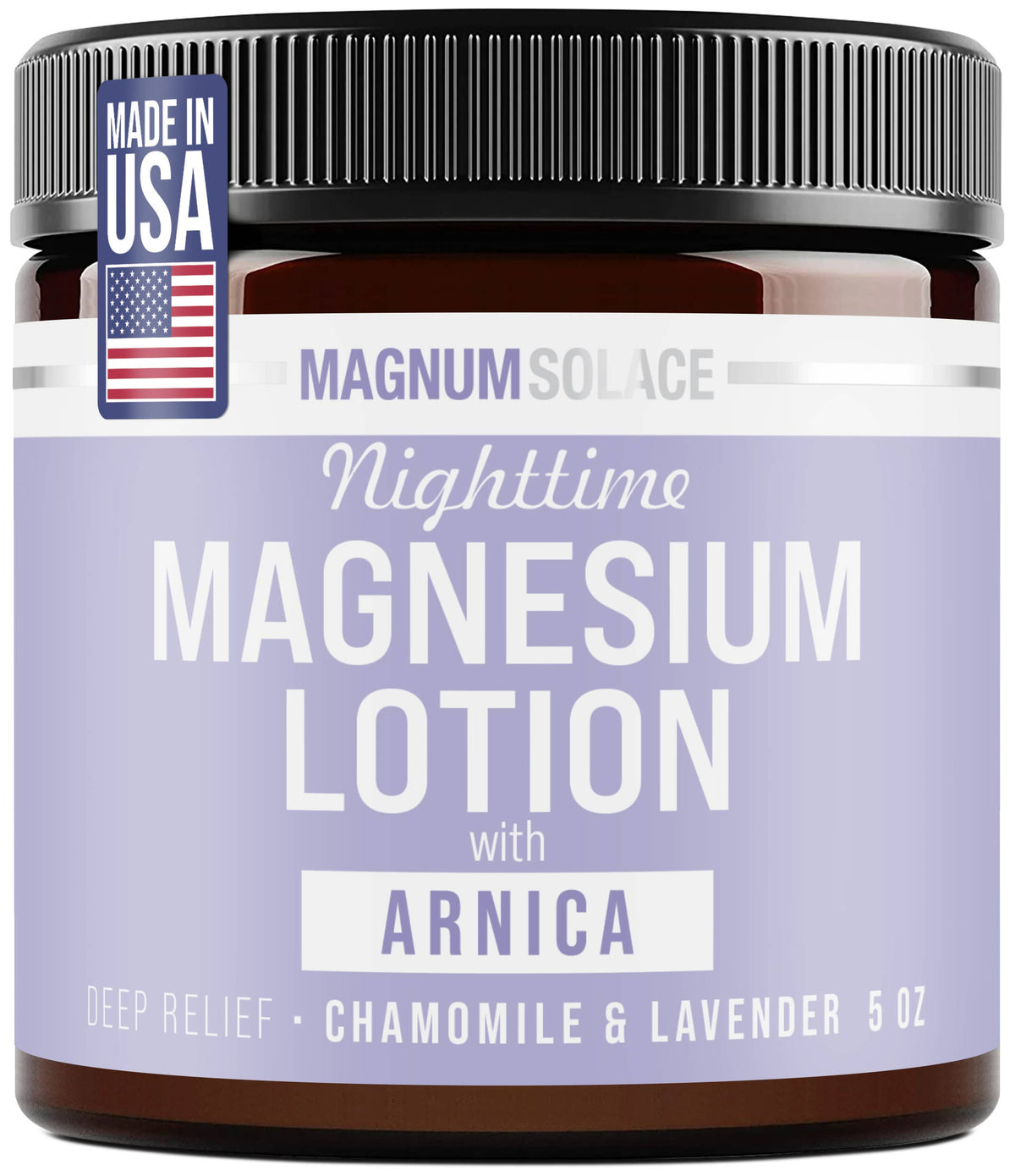 Magnum Solace Nighttime Magnesium Lotion with Arnica Chamomile and Lavender 5 oz
